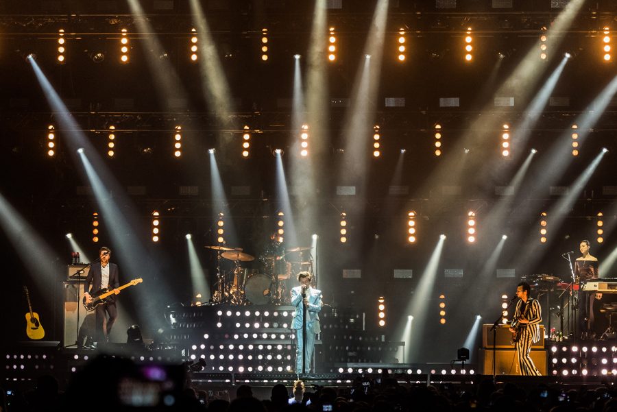 Denmark, Copenhagen - March 19, 2018. The English pop singer Harry Styles performs a live concert at Royal Arena in Copenhagen. 