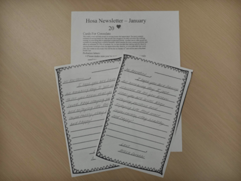 HOSA provided card templates for members to write thoughtful notes to nursing home residents.