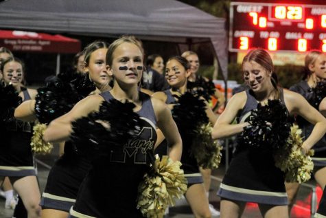  At the rivalry game against River Ridge on Sep. 9 the girls set up in four lines and performed their cheers to help keep the Stang Gangs spirit alive through the entire game.
