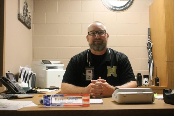 Mr.Welsh has taken his time in adjusting to the new school. “I hope to have a great year and I hope that every student is successful this year and does the right things and makes the right choices, Mr.Welsh said. Photo by Breanna Valentine