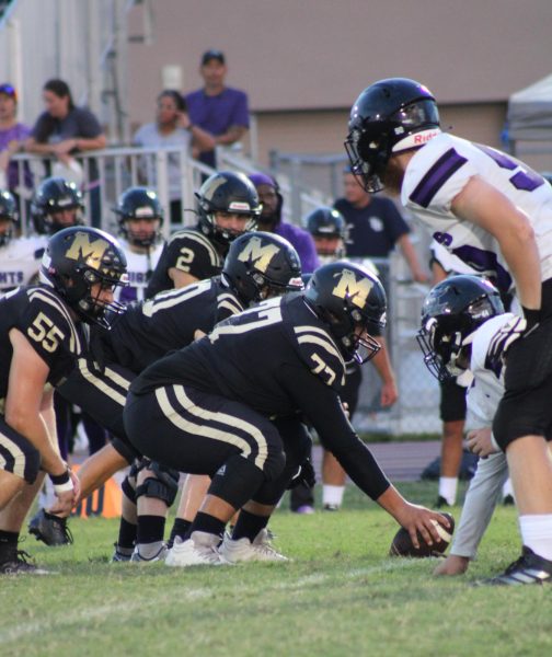 The offense lines against the defense hoping to push the ball down the field. Cameron Council (‘24) shares his thoughts on the future of the team. “We all plan to just keep winning so we can get to the playoffs and hopefully win a district,” Council said. Photo by A. Wallis

